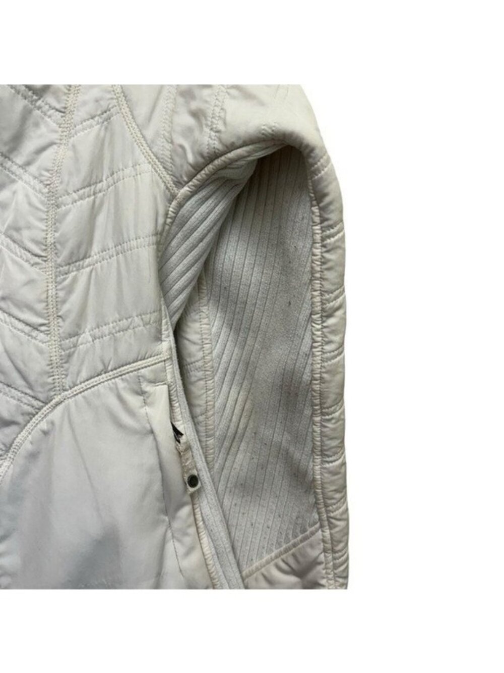 Prana S Diva Jacket Quilted Lightweight Full Zip Snap Sherpa Lined Cream White - Picture 5 of 9